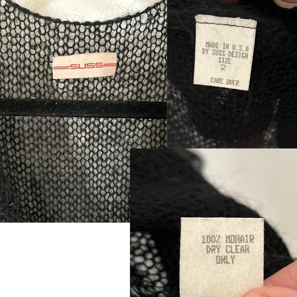 Vintage Y2K Suss Design Black Mohair Maxi Wrap Sweater – Loose Knit Empire Waist - Picture 6 of 6